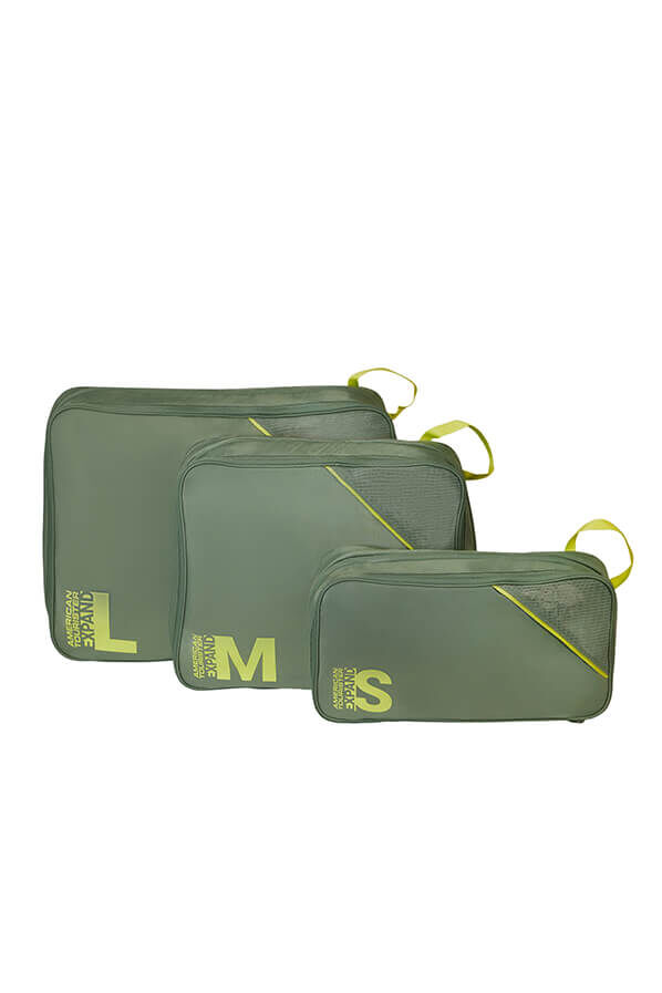 Packing Cubes Set de 3 organisateurs de bagages | American Tourister American Tourist. Ta Packing Cubes S/M/L  Olive/Lime