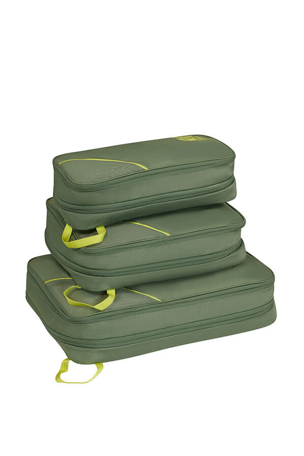 Packing Cubes Set de 3 organisateurs de bagages | American Tourister American Tourist. Ta Packing Cubes S/M/L  Olive/Lime