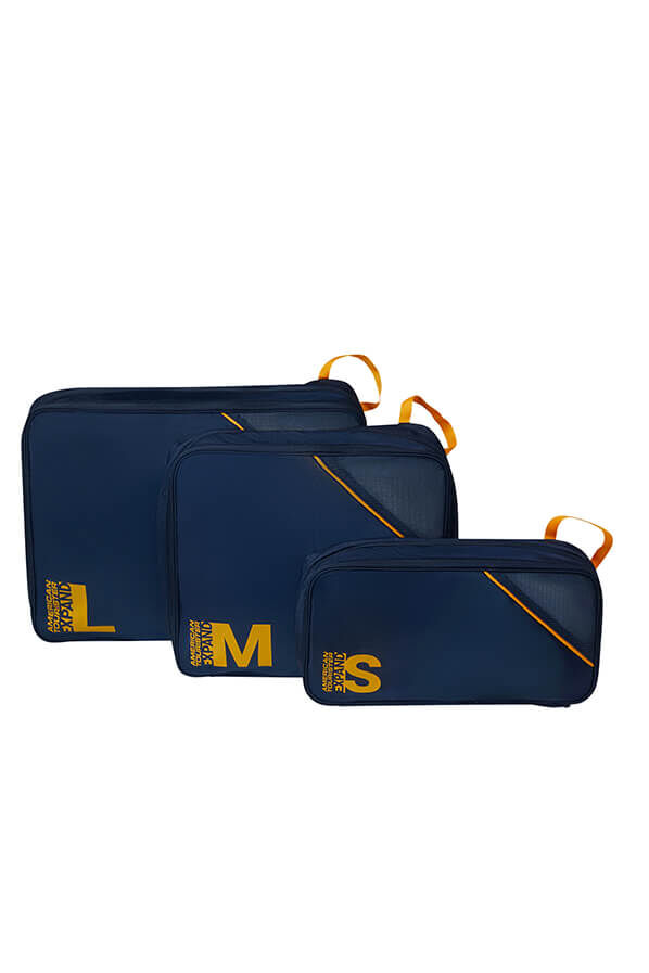 Packing Cubes Set de 3 organisateurs de bagages | American Tourister American Tourist. Ta Packing Cubes S/M/L  Navy/Orange